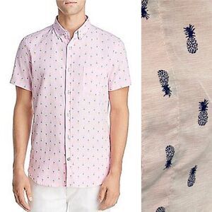 Molokai surf co button up pink pineapple short sleeve casual shirt -XXL